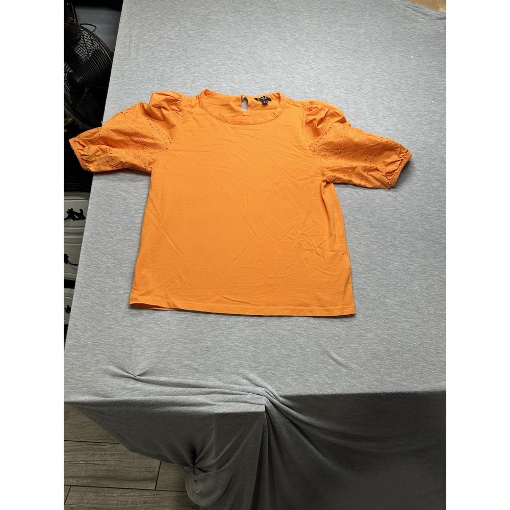 J. Crew Women's Puff-Sleeve Textured Voile Top Spring in‎ Orange Size M